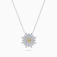 natürlicher gelber Kissen- und weißer Diamant 1.17 Karat TW Gold-Tropfen-Anhänger