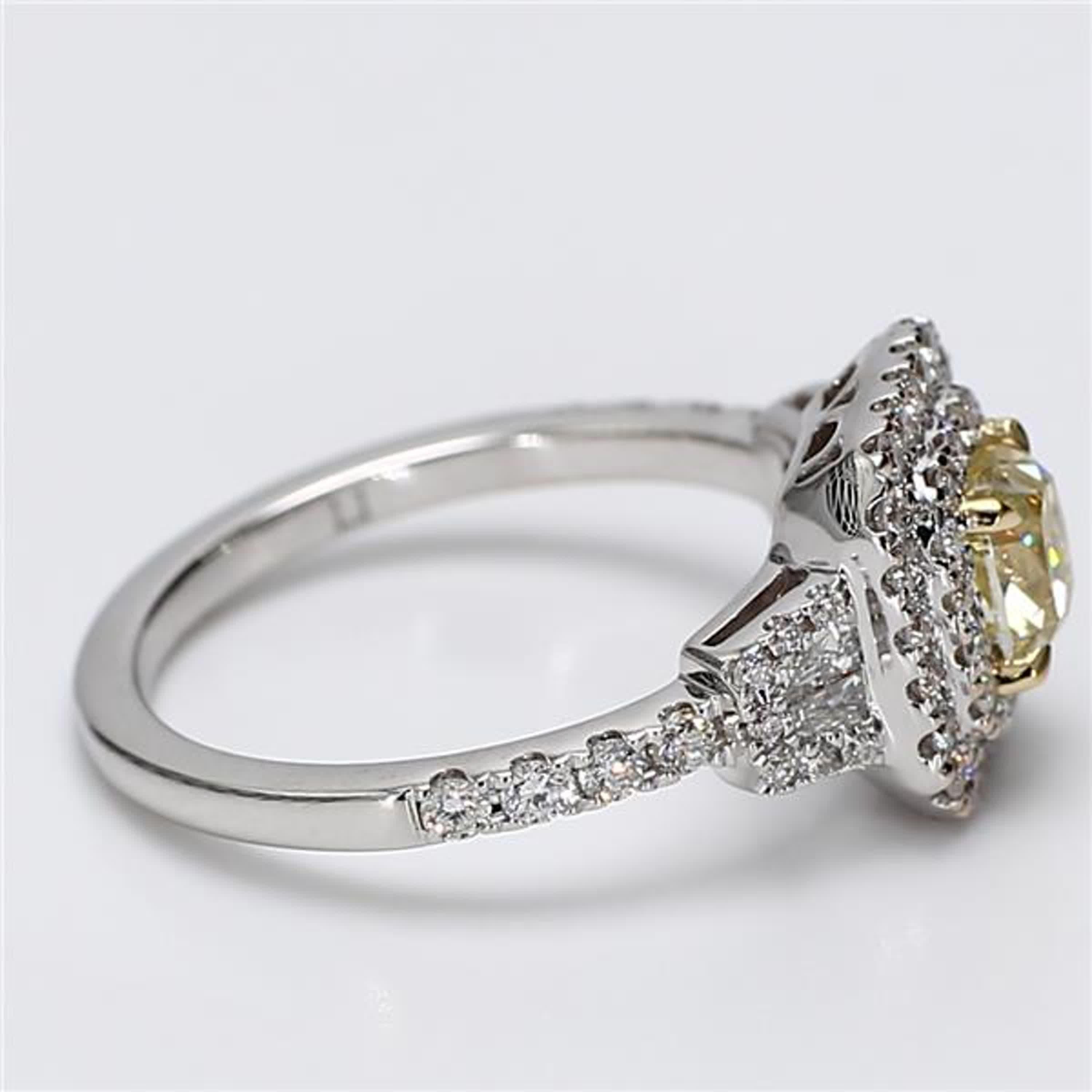 Women's Natural Yellow Cushion and White Diamond 1.20 Carat TW Gold Cocktail Ring For Sale
