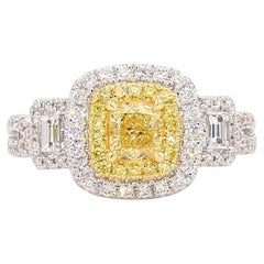 Anillo de cóctel de oro amarillo natural y diamante blanco de 1.25 quilates TW