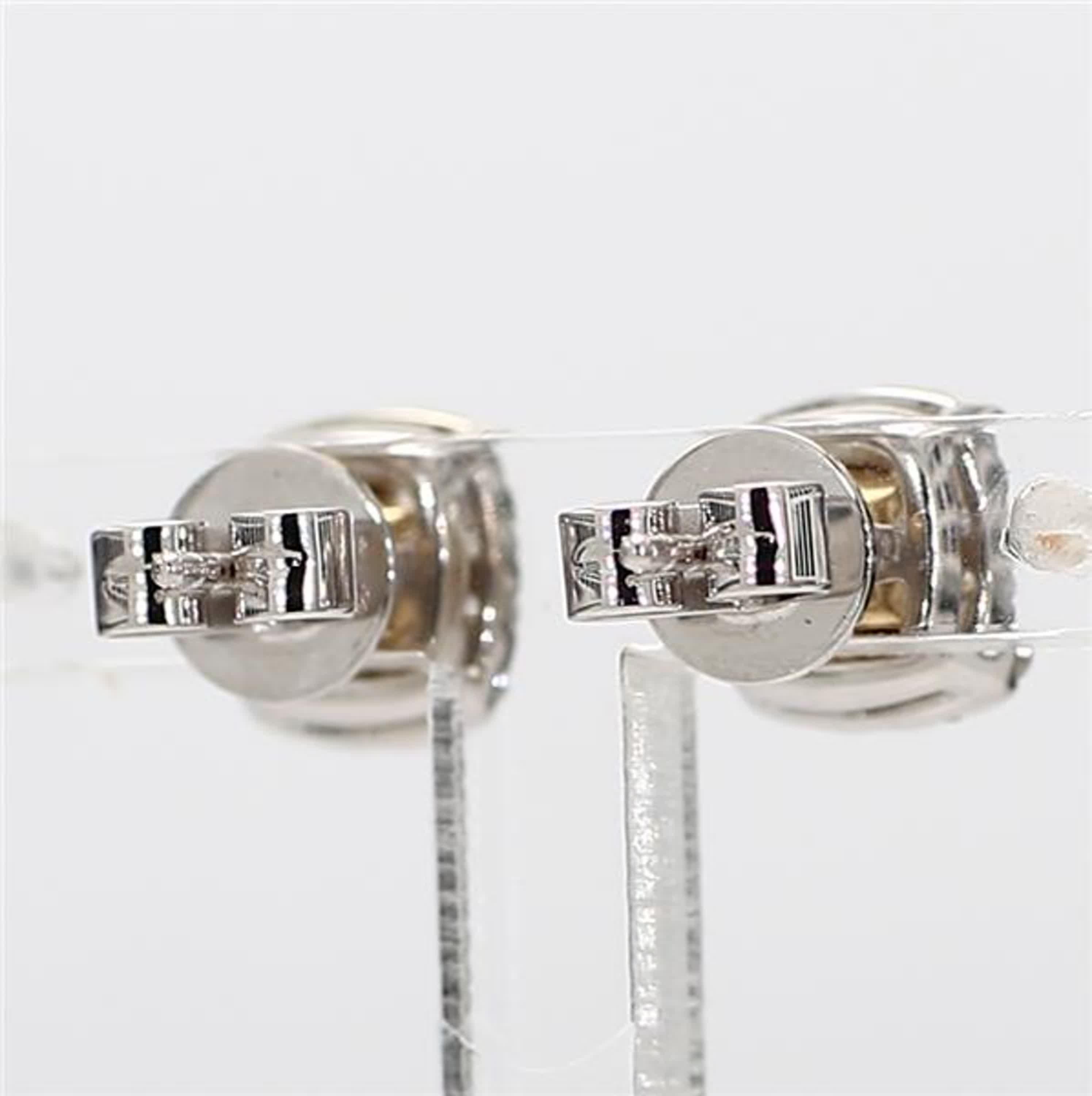 Natural Yellow Cushion and White Diamond 1.25 Carat TW Gold Stud Earrings For Sale 4