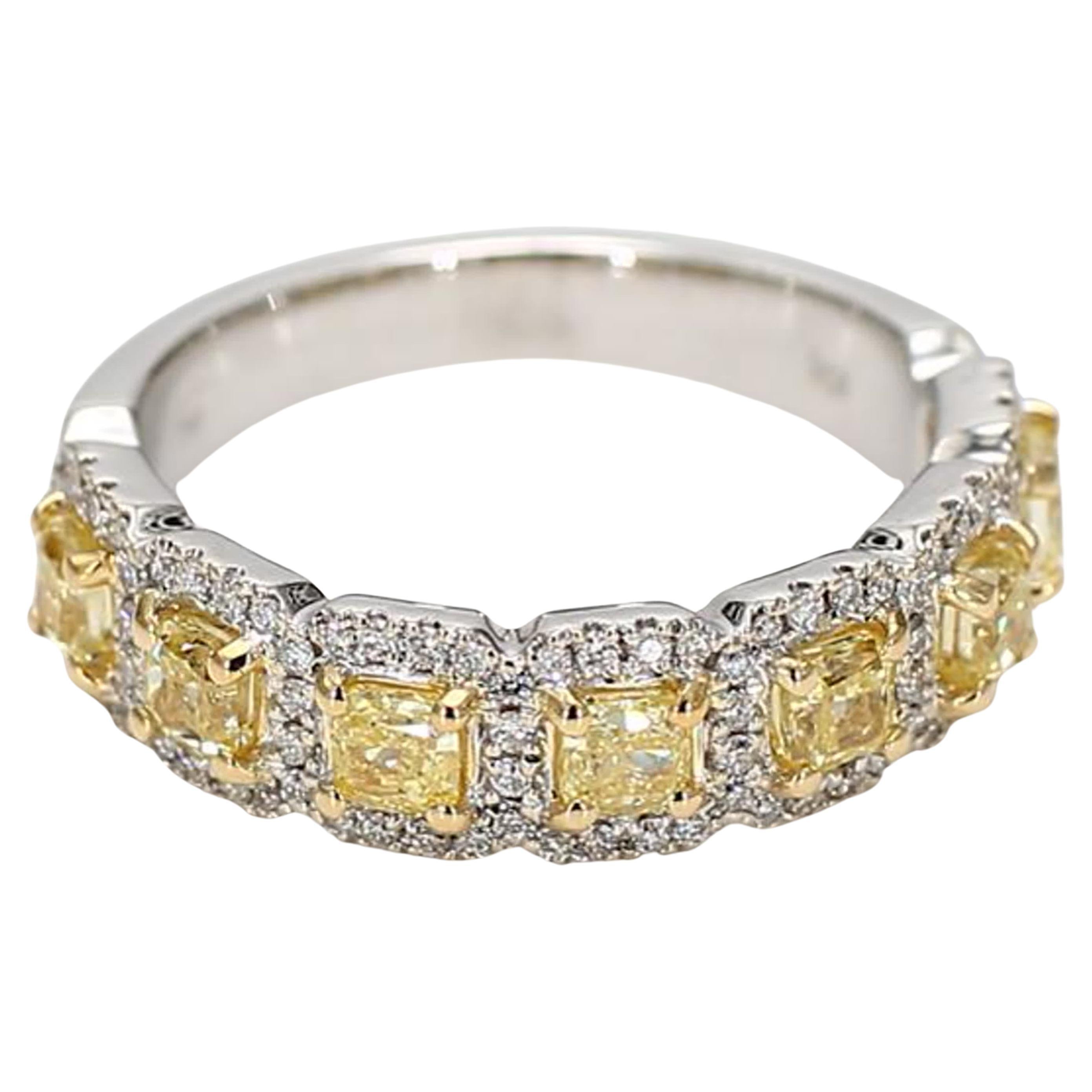 Natural Yellow Cushion and White Diamond 1.40 Carat TW Gold Wedding