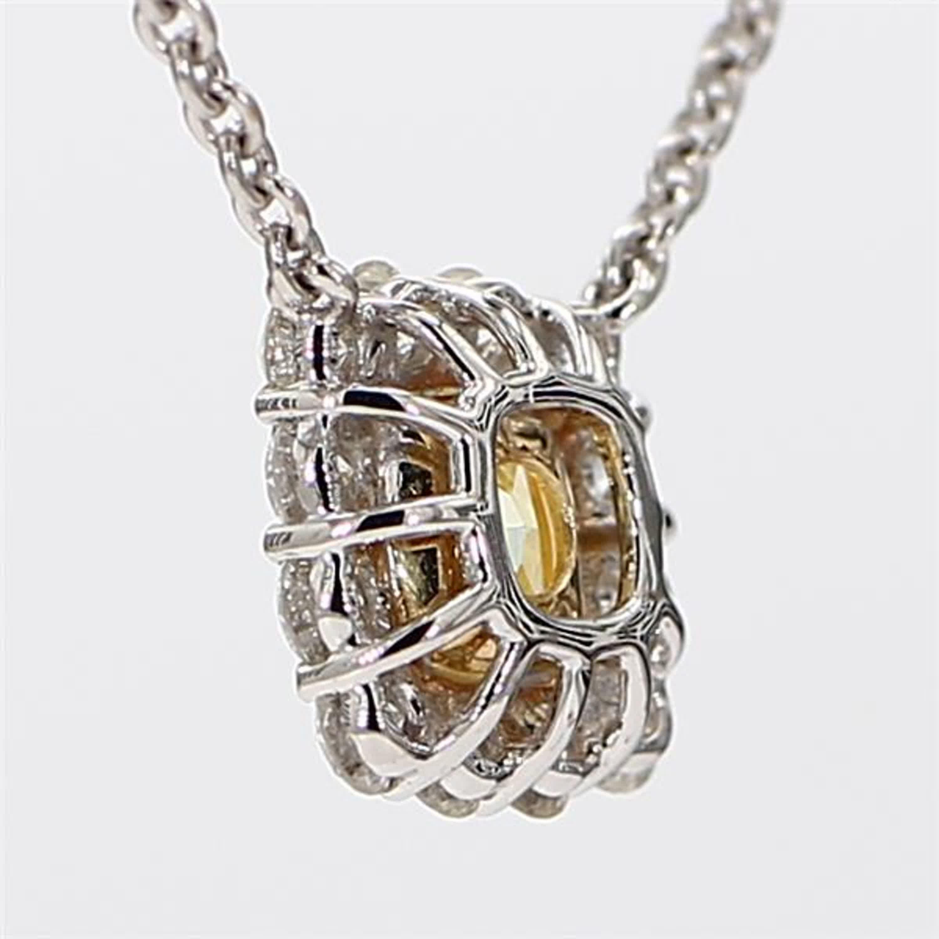 Cushion Cut Natural Yellow Cushion and White Diamond 1.45 Carat TW Gold Drop Pendant For Sale