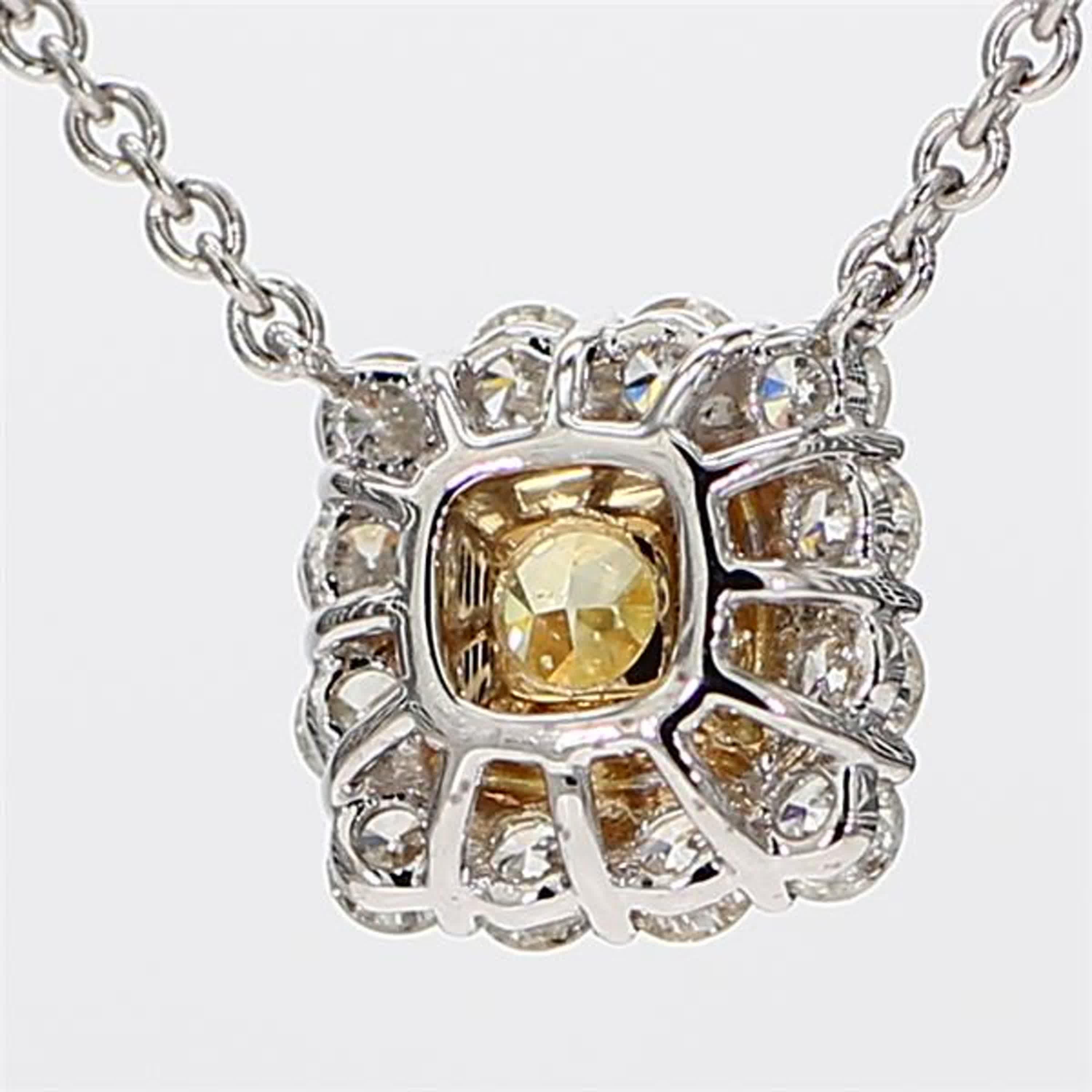 Natural Yellow Cushion and White Diamond 1.45 Carat TW Gold Drop Pendant In New Condition For Sale In New York, NY