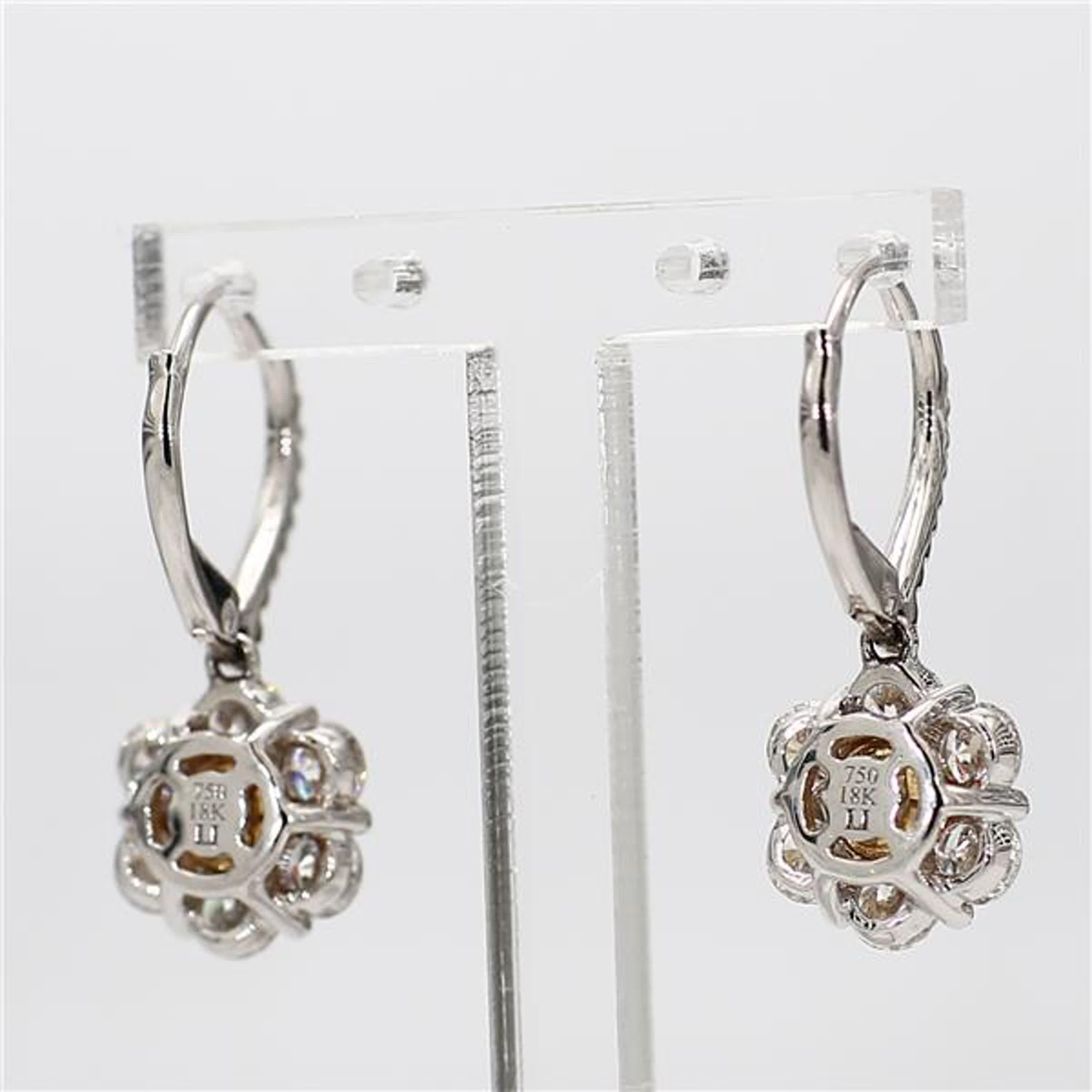 Natural Yellow Cushion and White Diamond 2.30 Carat TW Gold Drop Earrings In New Condition For Sale In New York, NY