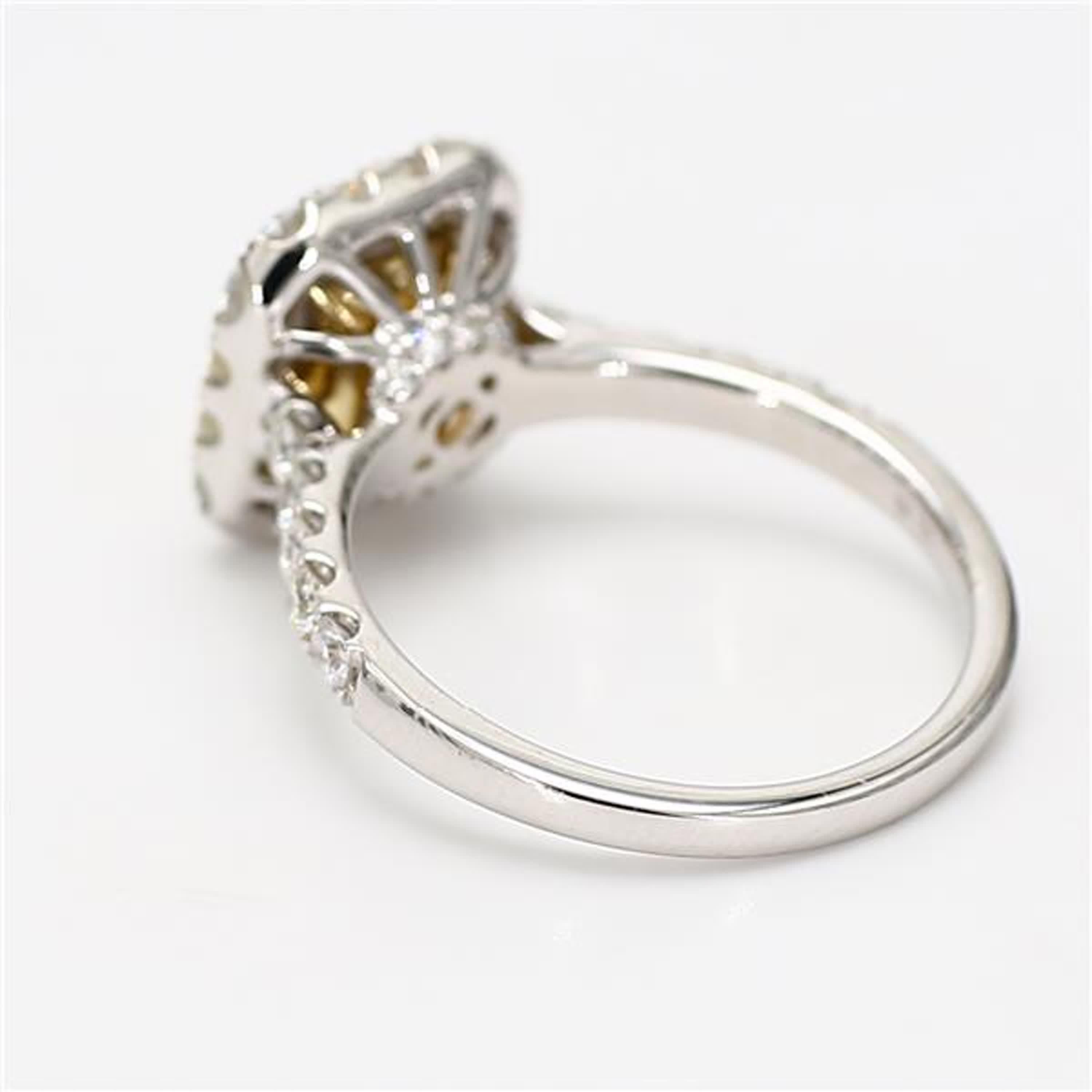 Cushion Cut Natural Yellow Cushion and White Diamond 2.42 Carat TW Gold Cocktail Ring For Sale