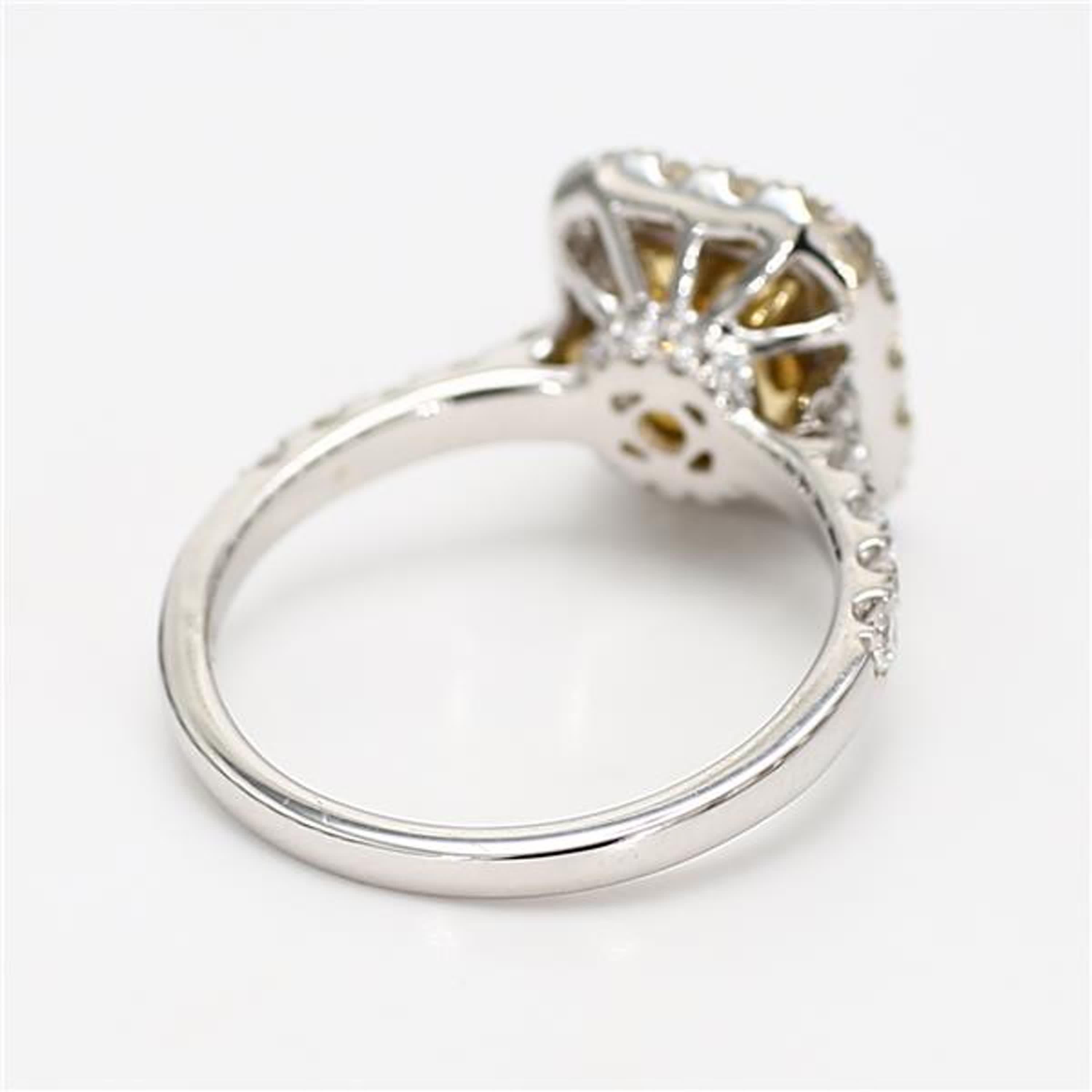 Natural Yellow Cushion and White Diamond 2.42 Carat TW Gold Cocktail Ring In New Condition For Sale In New York, NY