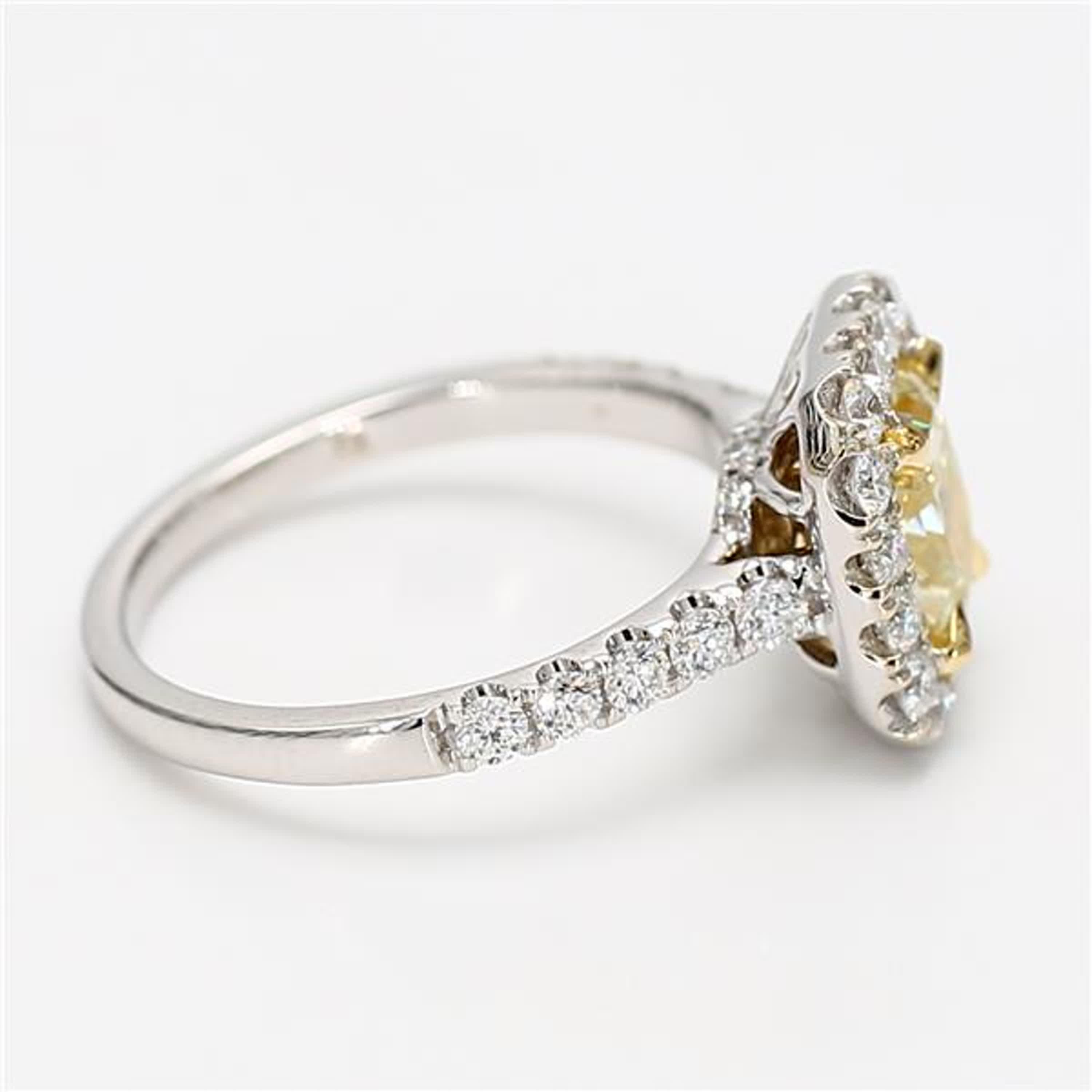 Women's Natural Yellow Cushion and White Diamond 2.42 Carat TW Gold Cocktail Ring For Sale