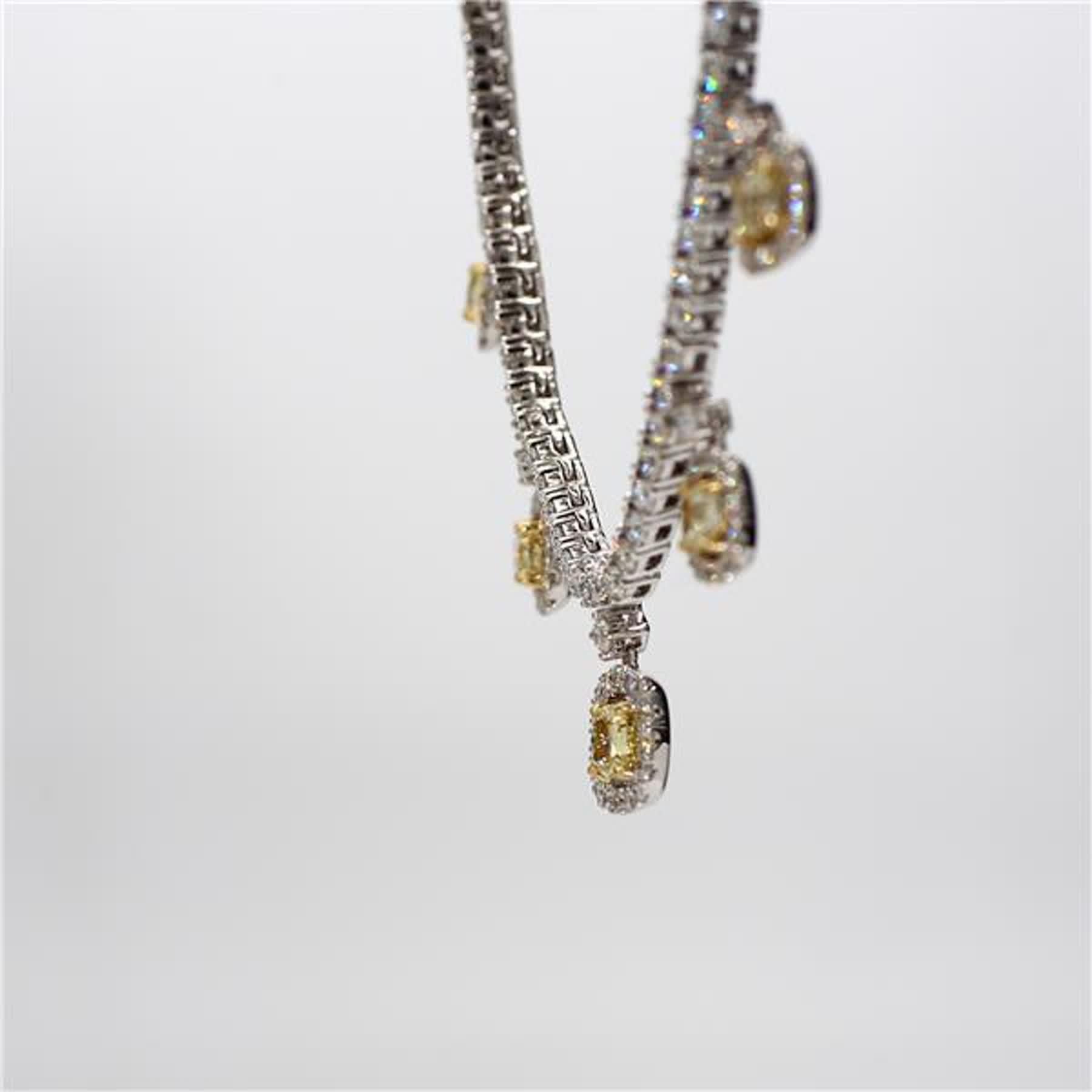 Natürlicher gelber Kissenschliff und weißer Diamant 4,28 Karat TW Gold-Tropfen-Halskette (Zeitgenössisch)