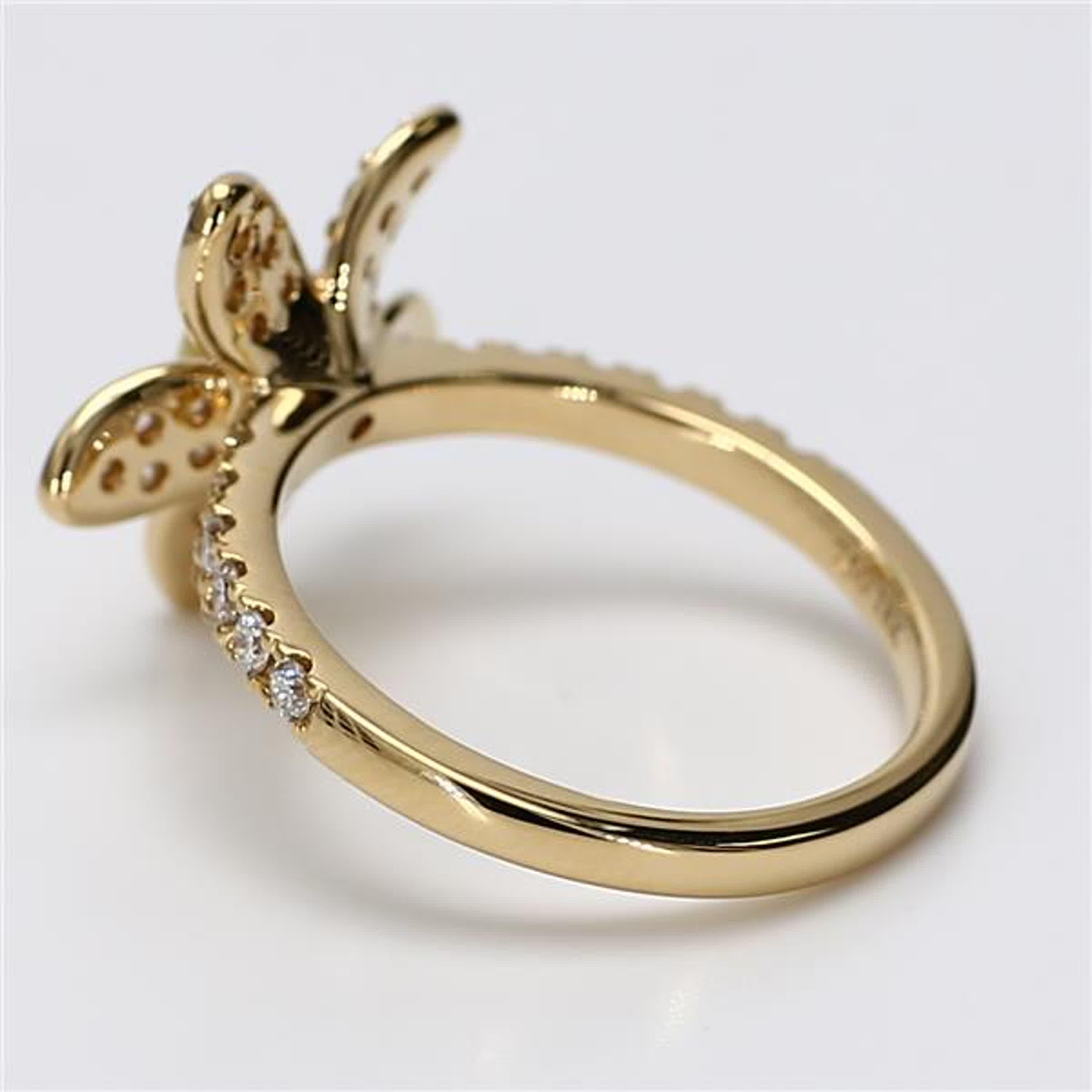 Contemporary Natural Yellow Cushion and White Diamond .76 Carat TW Gold Cocktail Ring For Sale