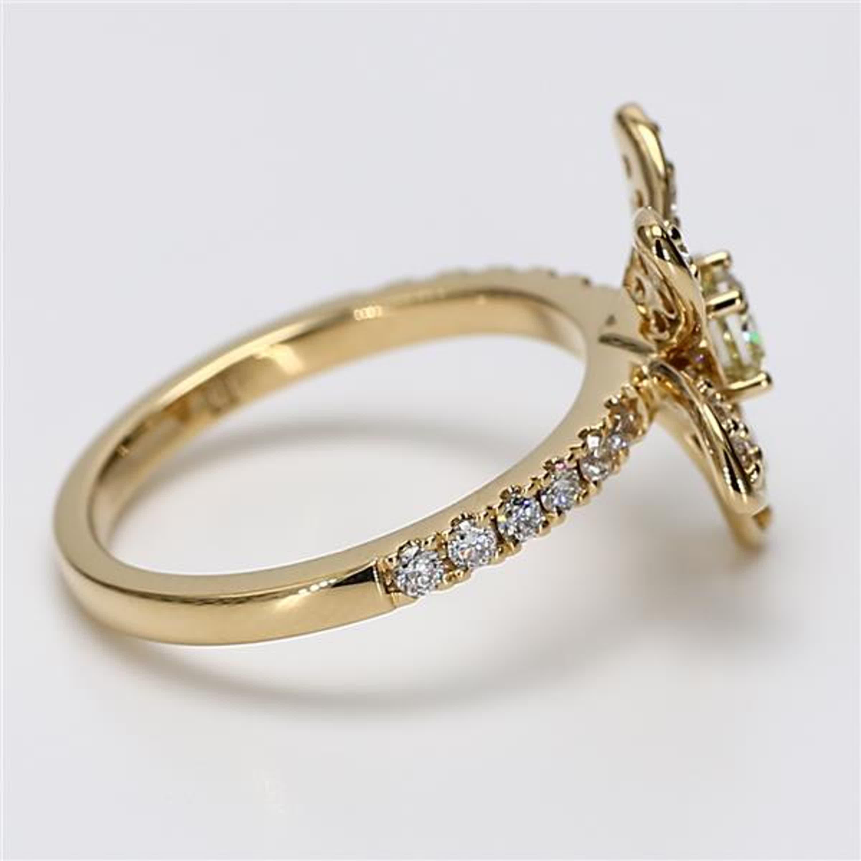 Natural Yellow Cushion and White Diamond .76 Carat TW Gold Cocktail Ring In New Condition For Sale In New York, NY