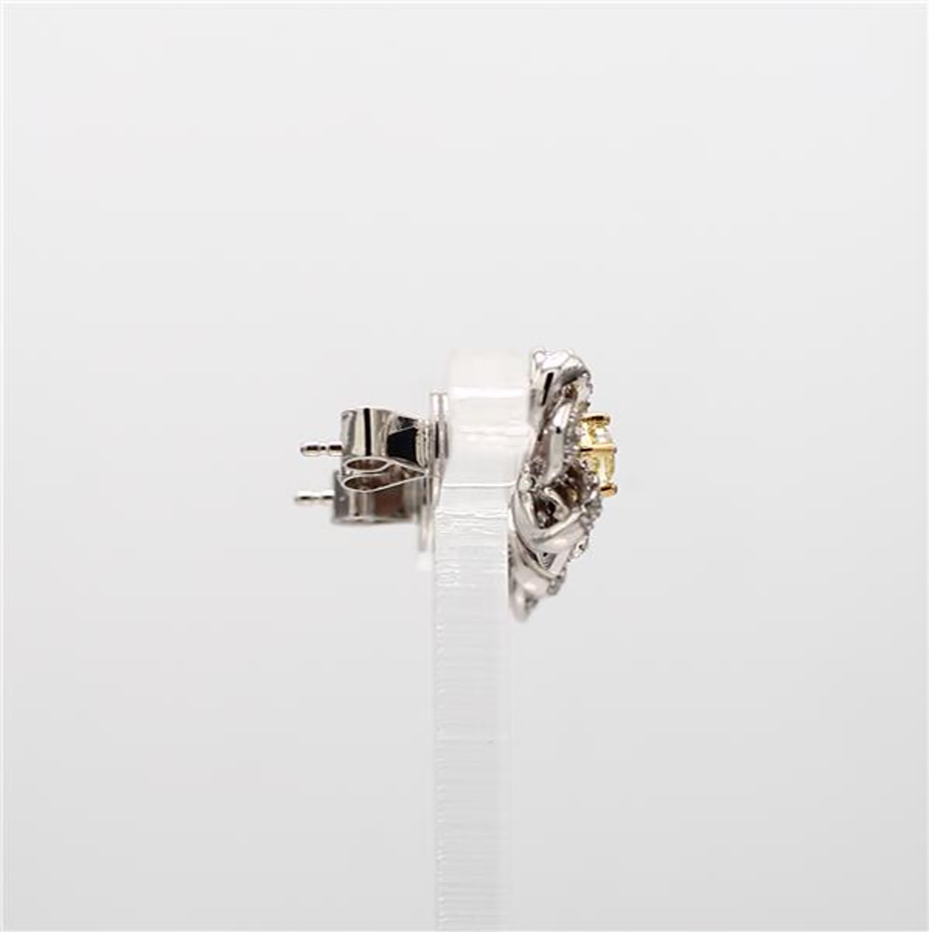 Women's Natural Yellow Cushion and White Diamond .76 Carat TW Gold Stud Earrings