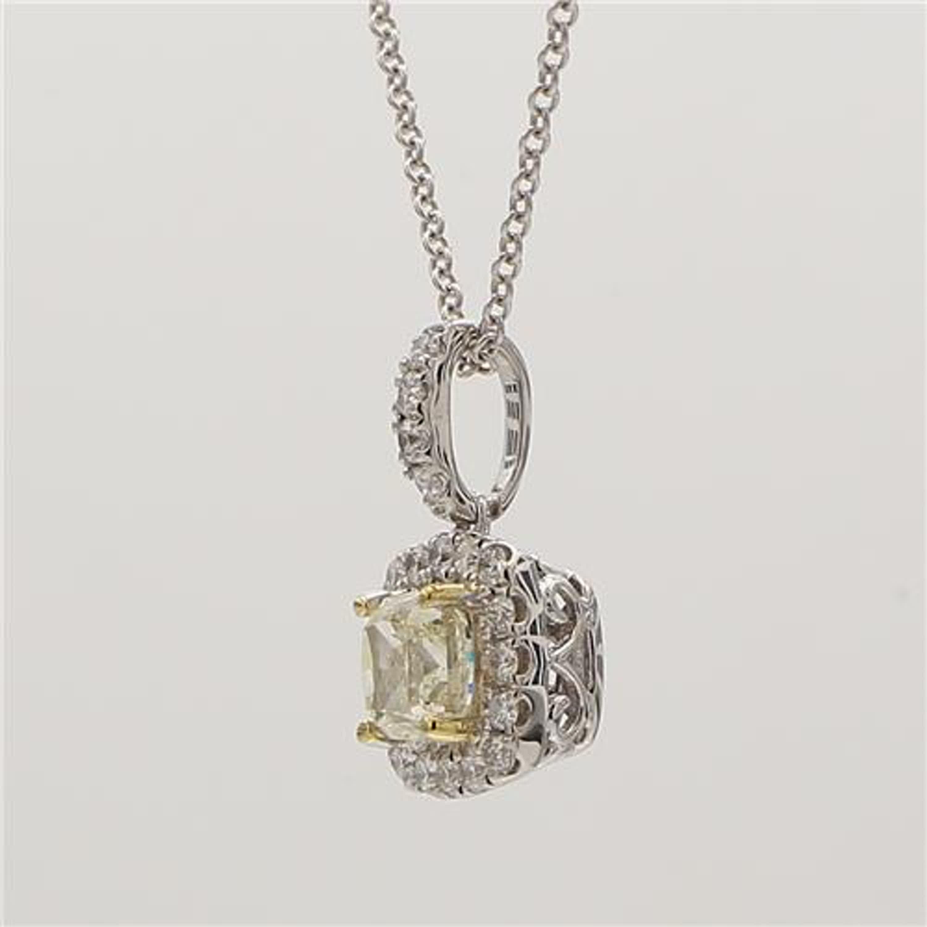 Natural Yellow Cushion and White Diamond .94 Carat TW Gold Drop Pendant In New Condition In New York, NY