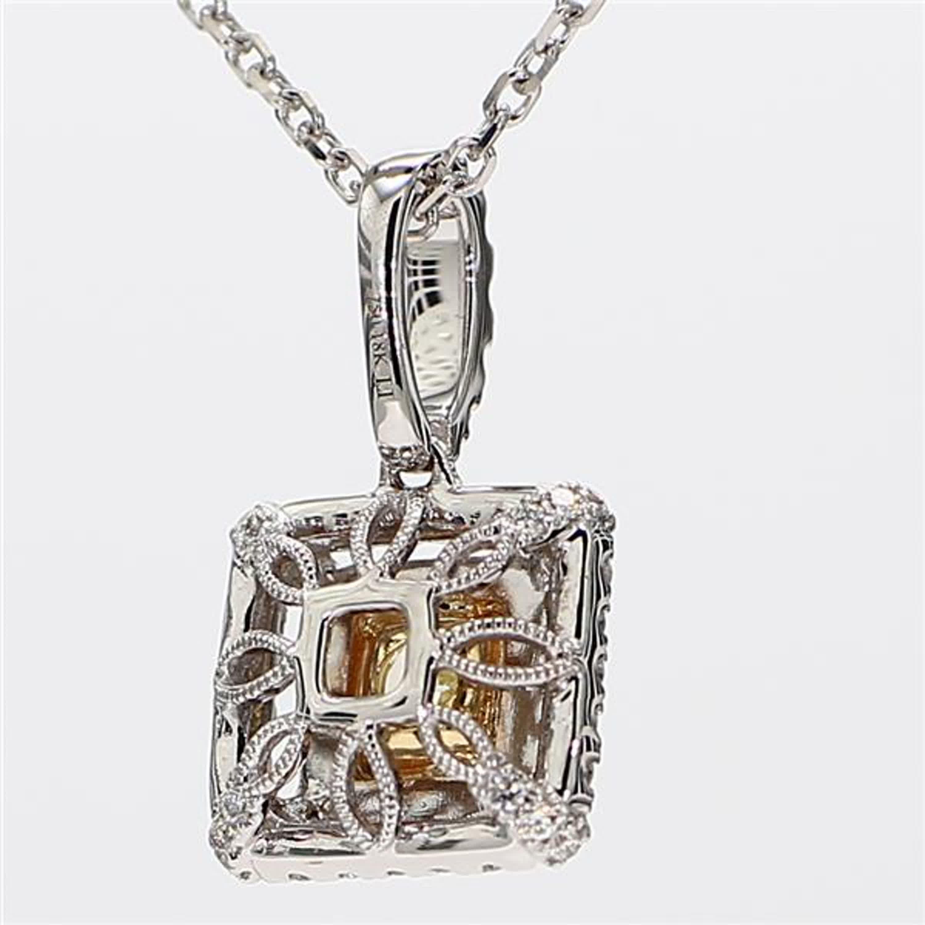 Natural Yellow Cushion and White Diamond .98 Carat TW Gold Drop Pendant In New Condition For Sale In New York, NY