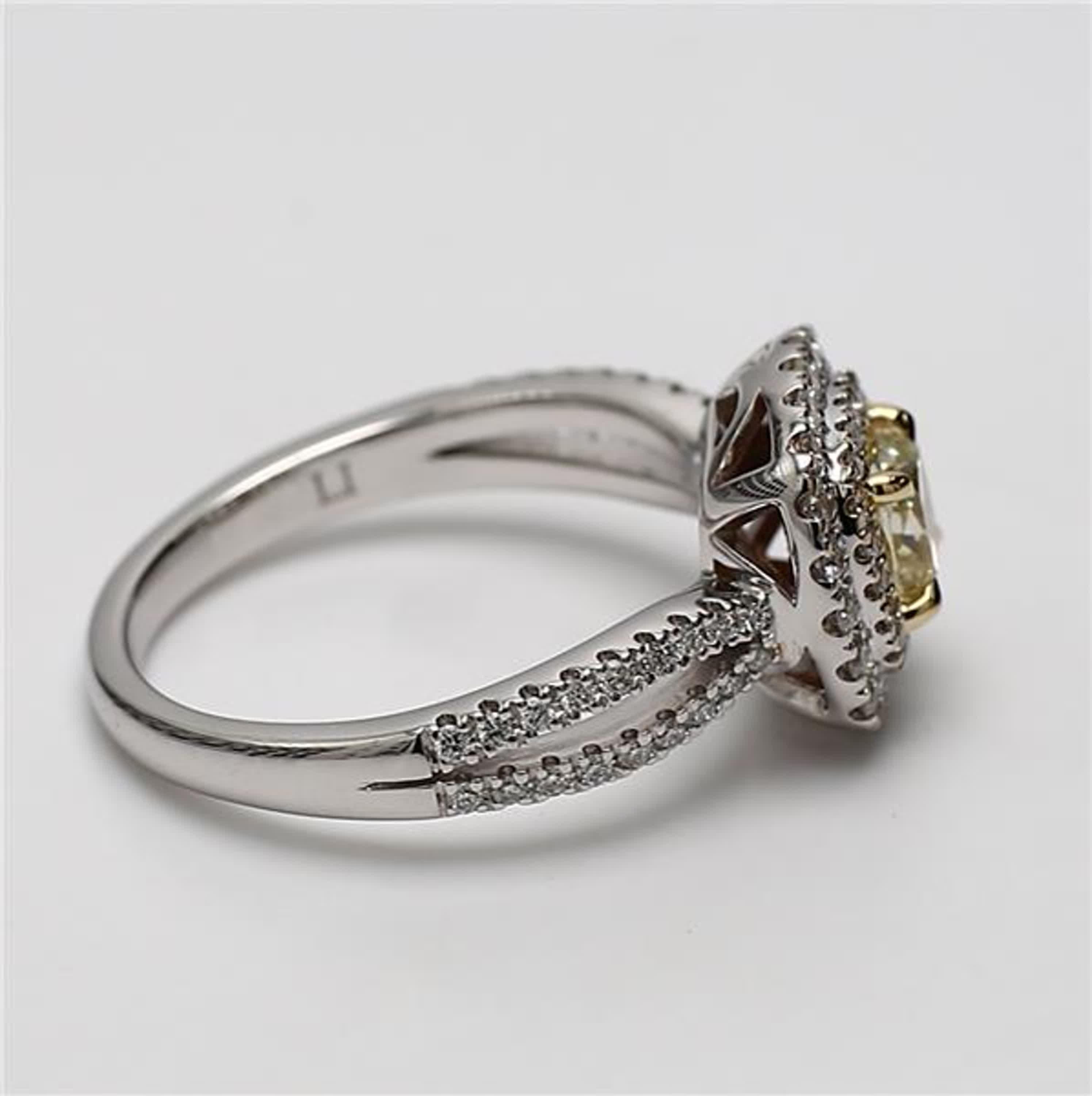 Women's Natural Yellow Cushion and White Diamond .99 Carat TW Gold Cocktail Ring
