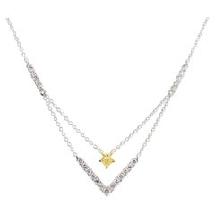 Natural Yellow Cushion Diamond 0.39 Carat TW Gold Drop Necklace