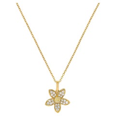 Colgante gota de oro con diamante amarillo natural en cojín de 0.43 quilates TW