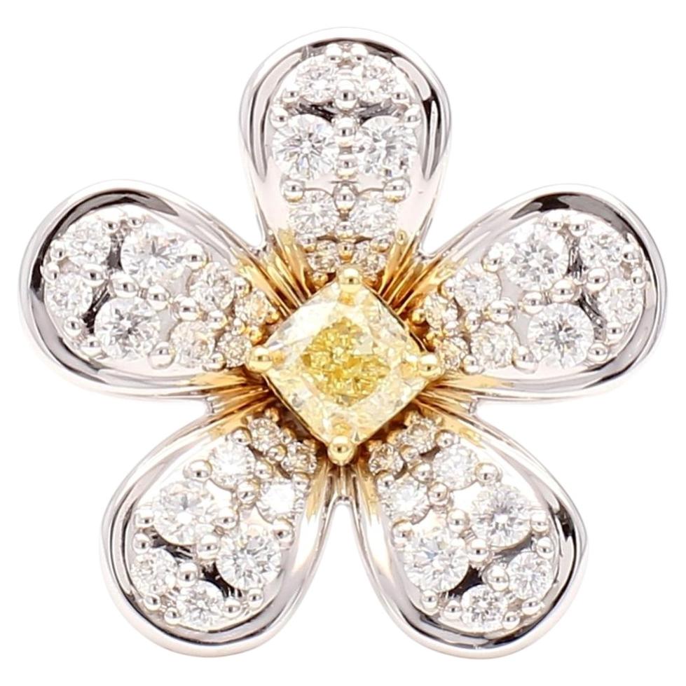 Natural Yellow Cushion Diamond 1.00 Carat TW Gold Cocktail Ring For Sale