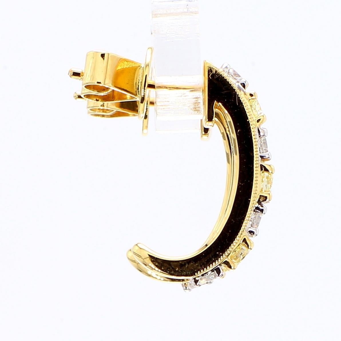 Natural Yellow Cushion Diamond 1.00 Carat TW Gold Drop Earrings (Zeitgenössisch) im Angebot