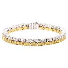 Natürlicher gelber Cushion-Diamant 10.0 Karat TW Gold Tennisarmband