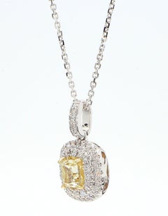 Natürlicher gelber Diamant im Kissenschliff 1.02 Karat TW Gold-Tropfen-Anhänger