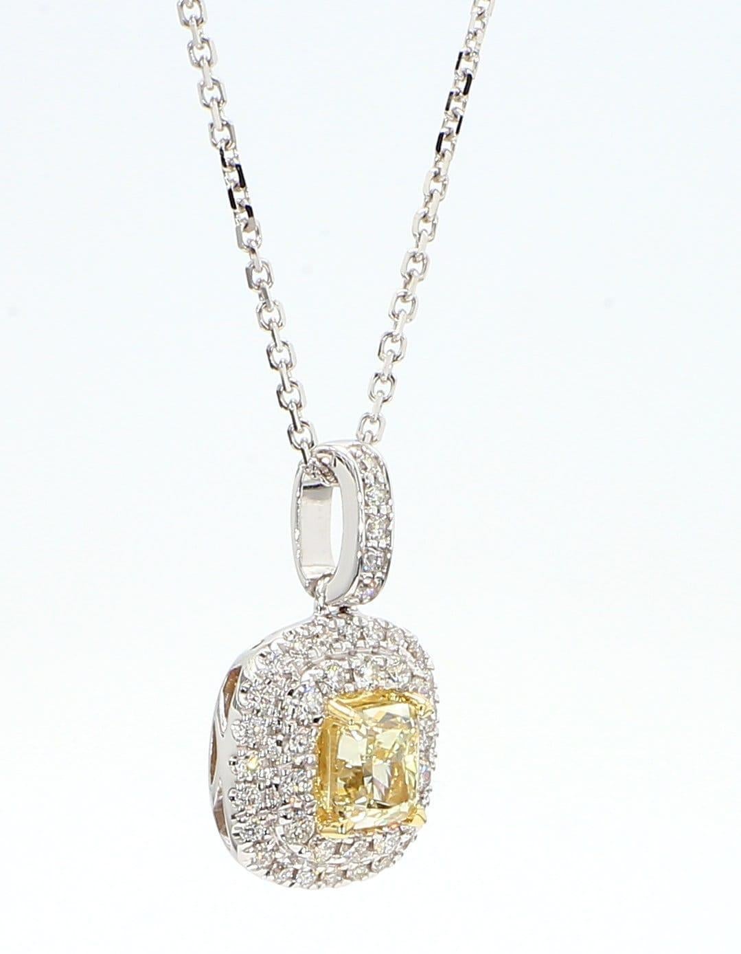Taglio cuscino Ciondolo a goccia in oro con diamante giallo naturale a cuscino da 1.02 carati TW in vendita