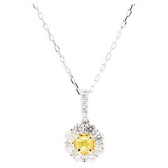 Natürlicher gelber Diamant im Kissenschliff 1.07 Karat TW Gold-Tropfen-Anhänger