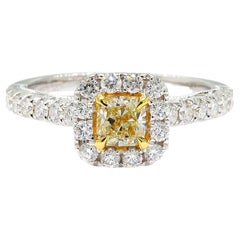 Bague cocktail en or jaune naturel taille coussin de 1.11 carat TW