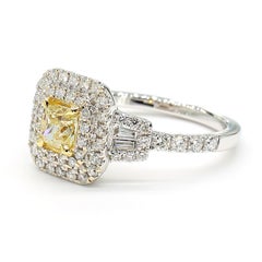 Natural Yellow Cushion Diamond 1.13 Carat TW Gold Cocktail Ring