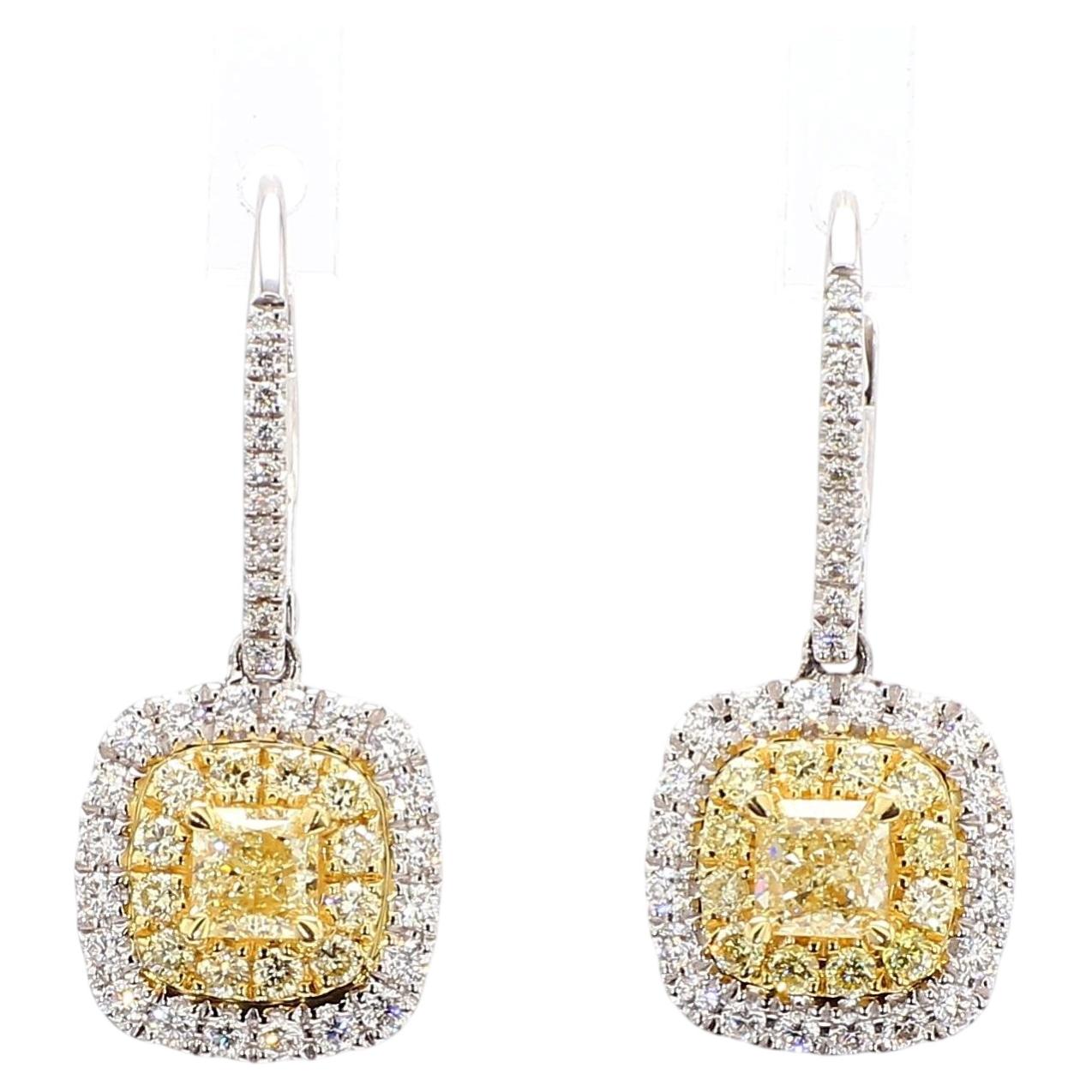 Orecchini a goccia in oro con diamante giallo naturale da 1.17 carati TW