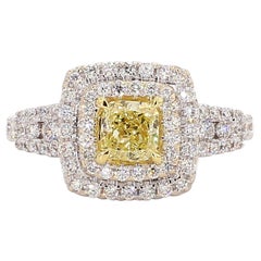 Bague cocktail en or jaune naturel taille coussin de 1.18 carat TW