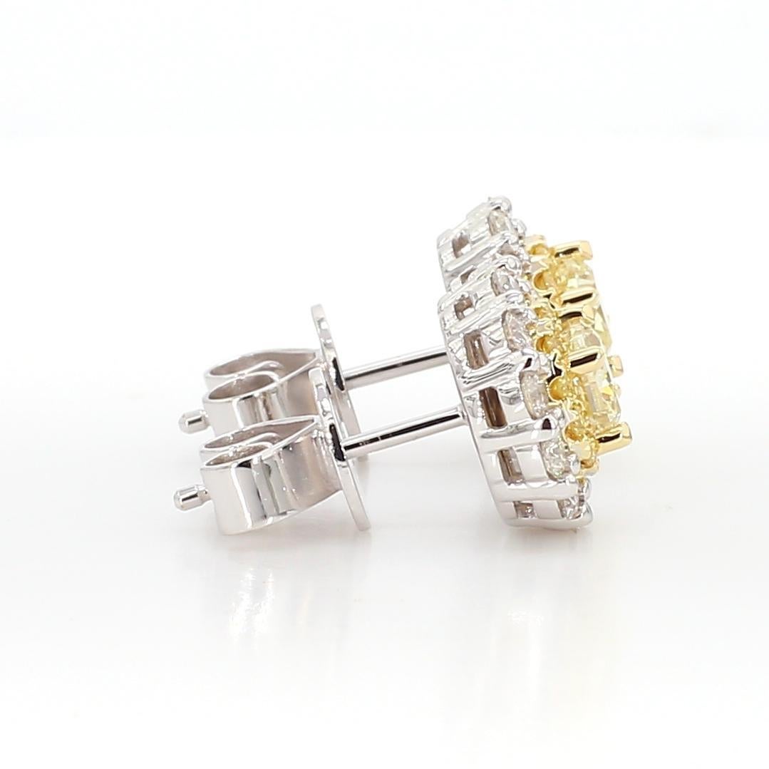 Taglio cuscino Orecchini in oro con diamante giallo naturale a cuscino da 1.18 carati TW in vendita