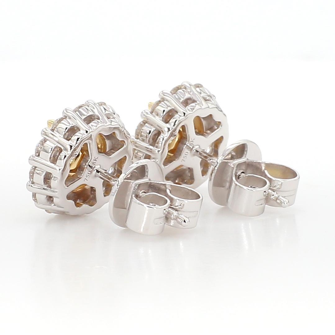 Orecchini in oro con diamante giallo naturale a cuscino da 1.18 carati TW in vendita 1