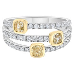 Natürlicher gelber Diamant im Kissenschliff 1.18 Karat TW Gold Ehering
