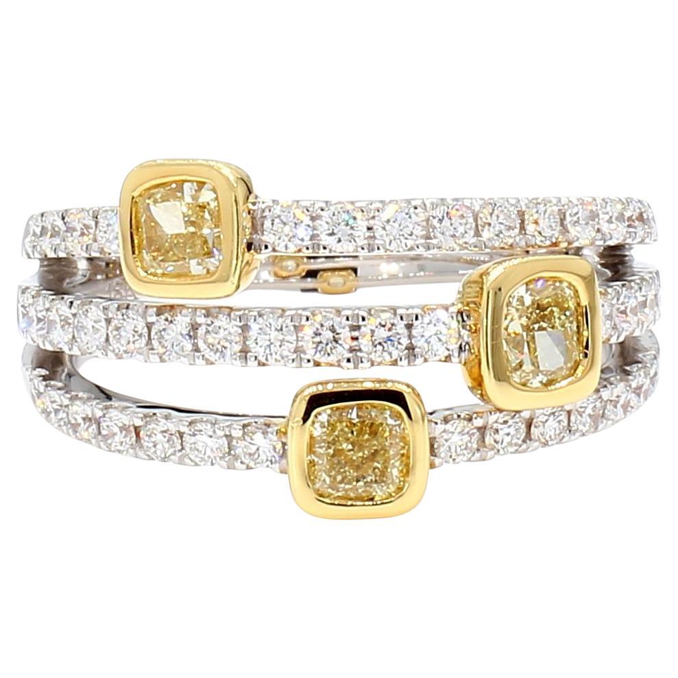 Bague cocktail en or jaune naturel taille coussin de 1.20 carats poids total