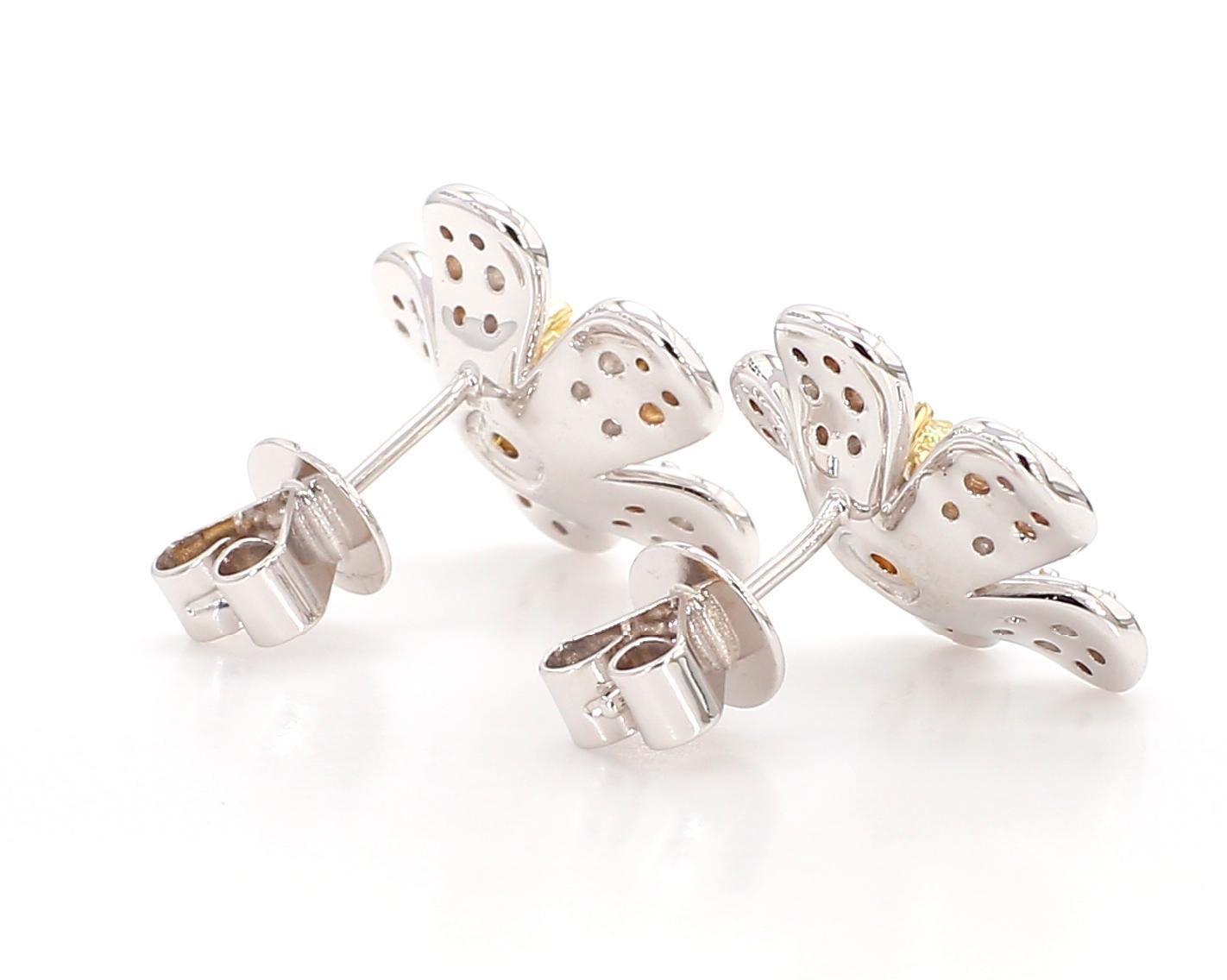Boucles d'oreilles en or avec diamant coussin de 1.27 carat TW de couleur naturelle jaune Pour femmes en vente