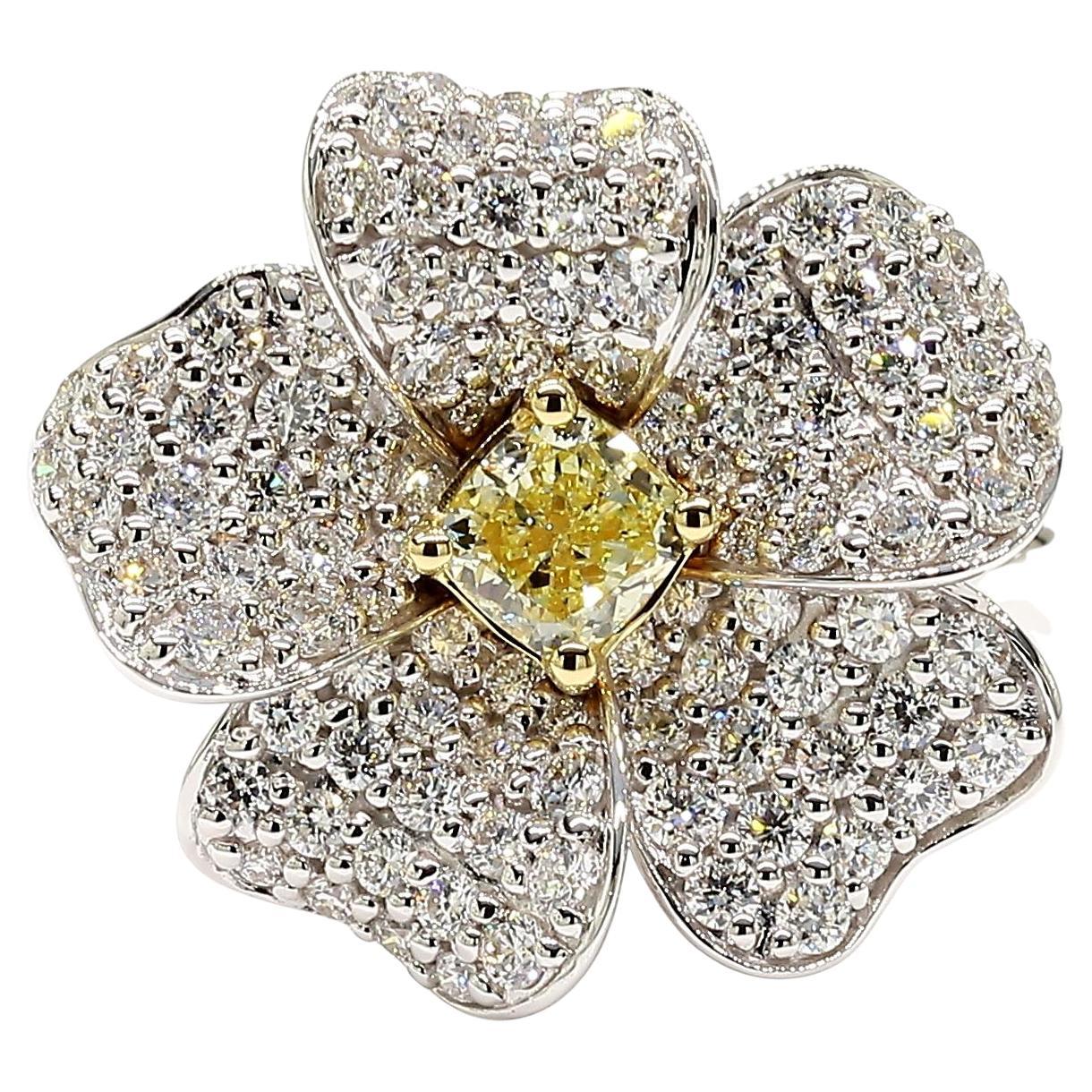 Natural Yellow Cushion Diamond 1.31 Carat TW Gold Cocktail Ring