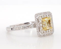 Natural Yellow Cushion Diamond 1.36 Carat TW Gold Cocktail Ring