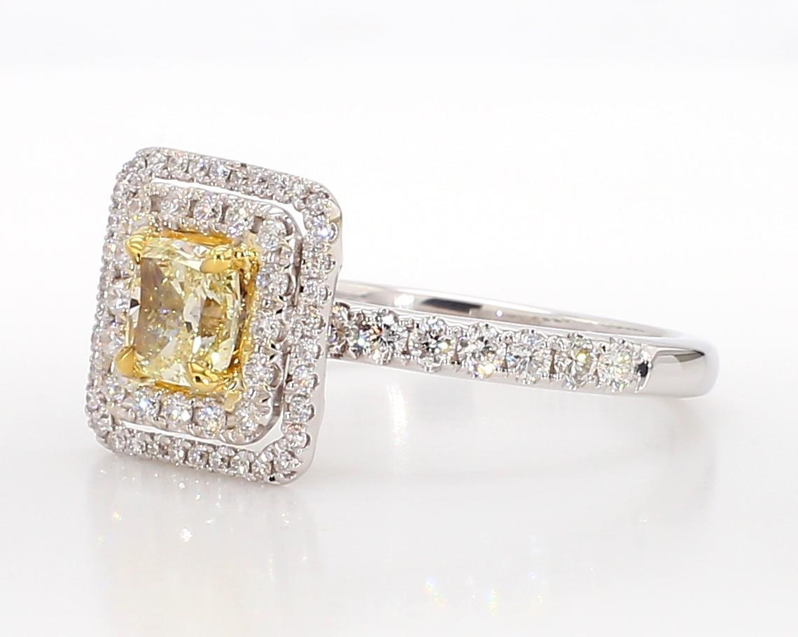Cushion Cut Natural Yellow Cushion Diamond 1.36 Carat TW Gold Cocktail Ring For Sale