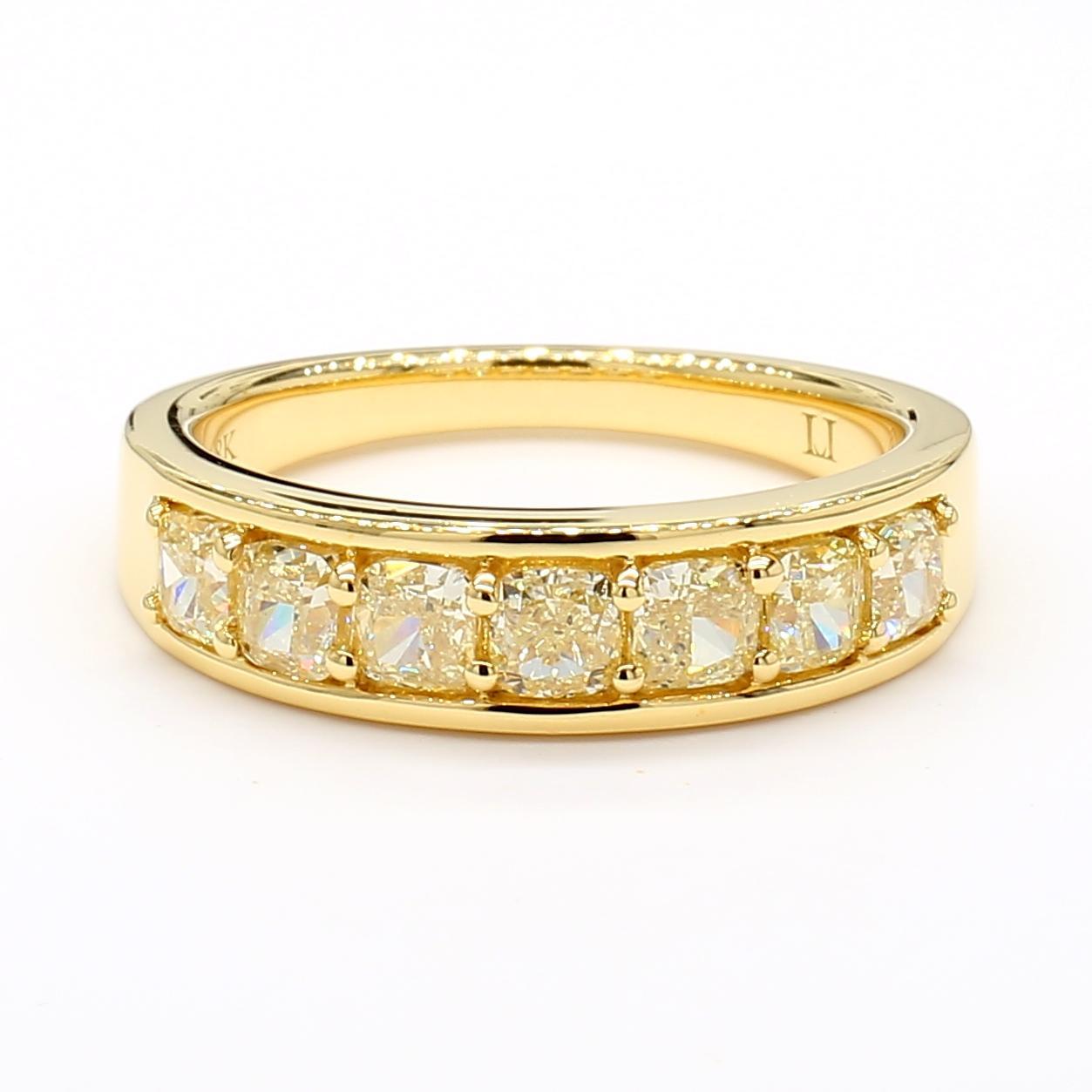 Contemporary Natural Yellow Cushion Diamond 1.44 Carat TW Gold Cocktail Band For Sale