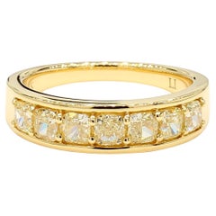 Natural Yellow Cushion Diamond 1.44 Carat TW Gold Cocktail Band