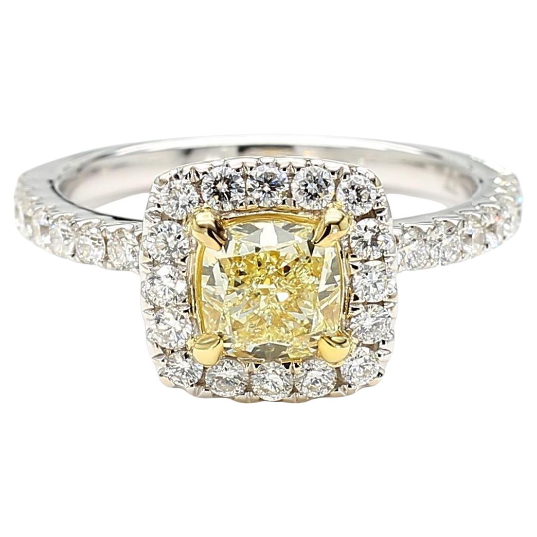 Natural Yellow Cushion Diamond 1.47 Carat TW Gold Cocktail Ring For Sale
