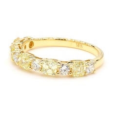 Natural Yellow Cushion Diamond 1.64 Carat TW Gold Cocktail Band