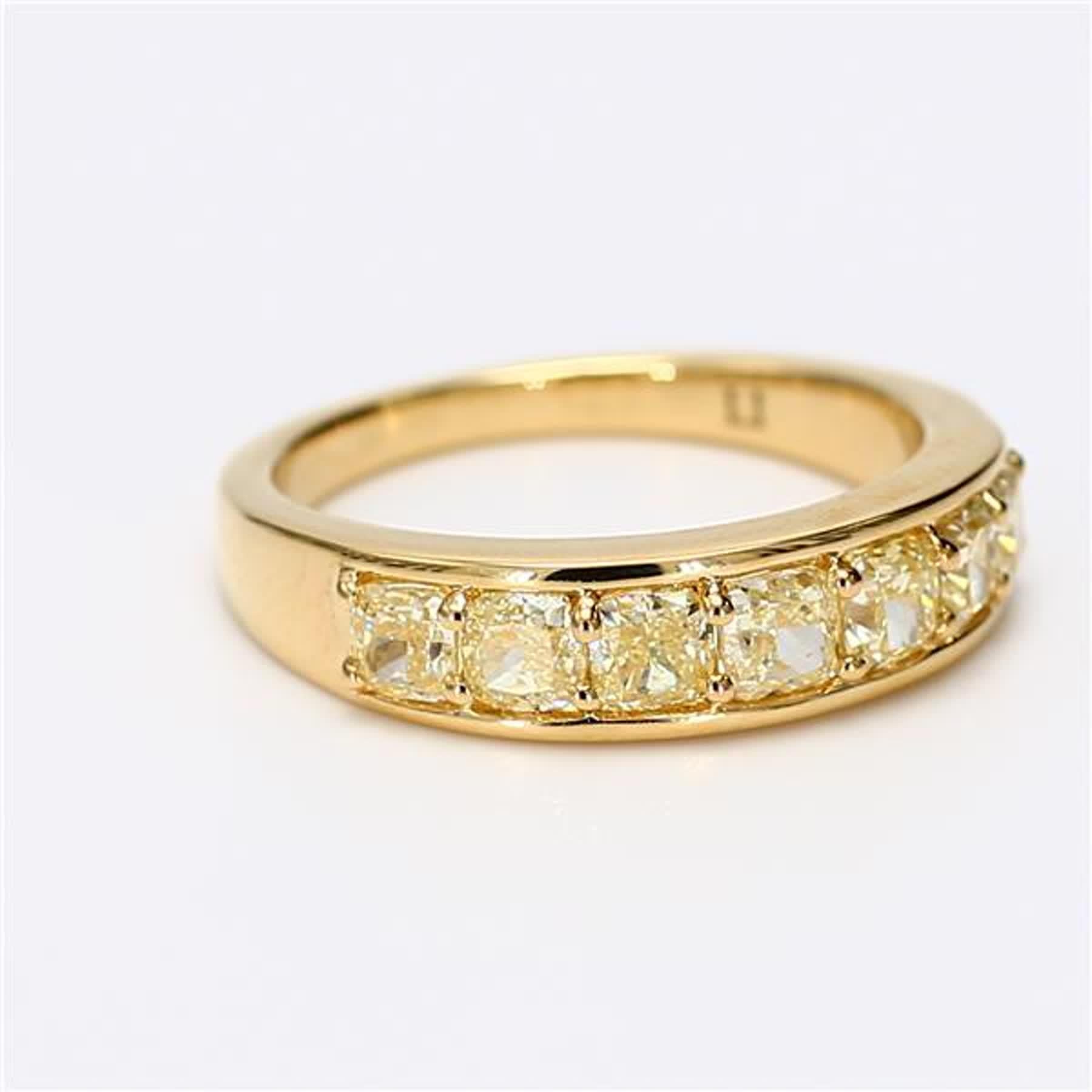 Women's Natural Yellow Cushion Diamond 1.65 Carat TW Yellow Gold Wedding Band