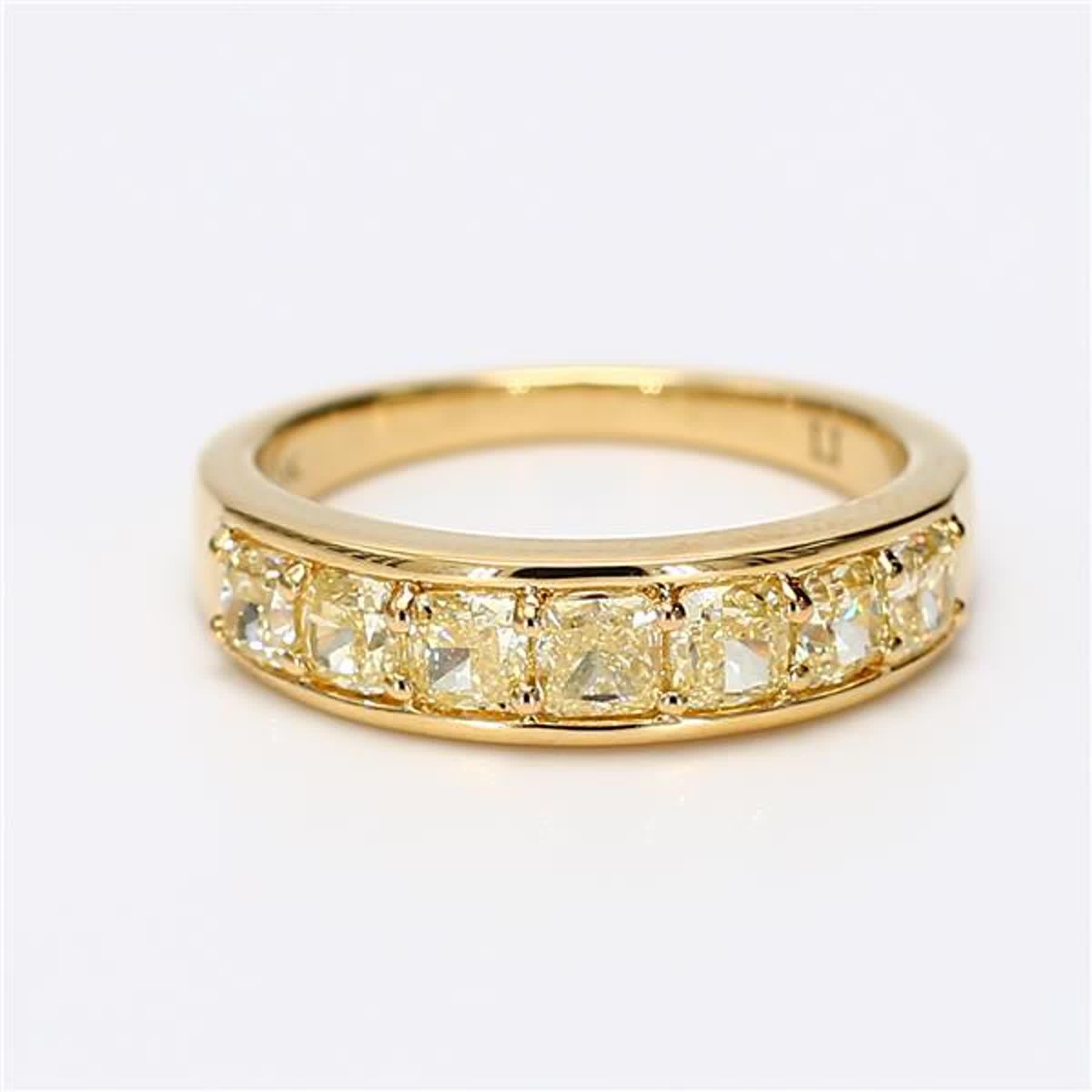 Natural Yellow Cushion Diamond 1.65 Carat TW Yellow Gold Wedding Band 1