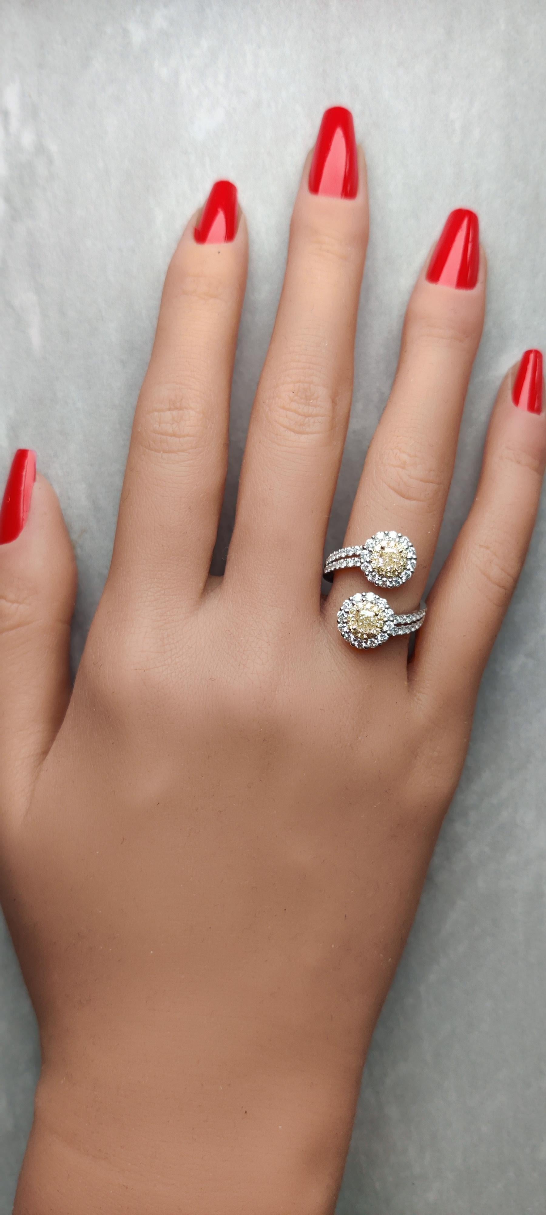 Natural Yellow Cushion Diamond 1.74 Carat TW Gold Cocktail Ring In New Condition For Sale In New York, NY