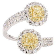 Natural Yellow Cushion Diamond 1.74 Carat TW Gold Ring