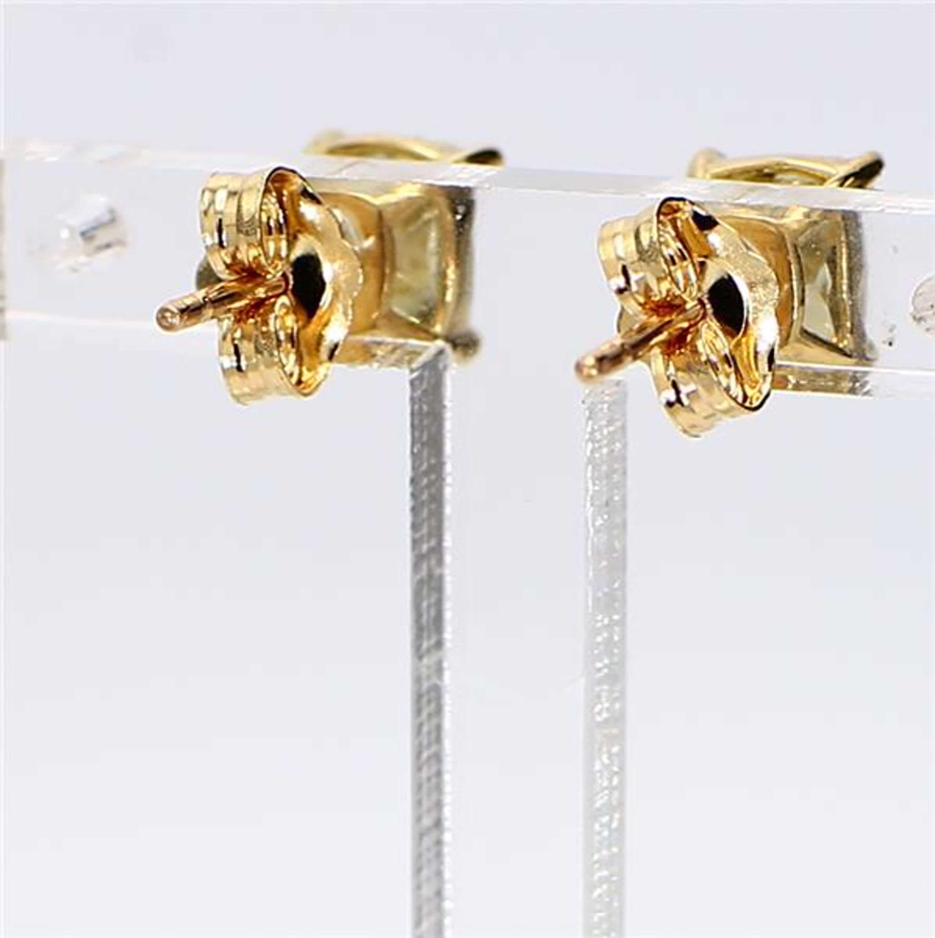 Natural Yellow Cushion Diamond 1.81 Carat TW Yellow Gold Stud Earrings In New Condition In New York, NY
