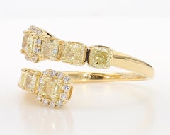 Natural Yellow Cushion Diamond 1.88 Carat TW Gold Ring
