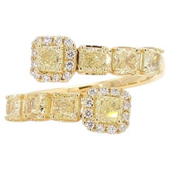 Natural Yellow Cushion Diamond 1.88 Carat TW Gold Ring