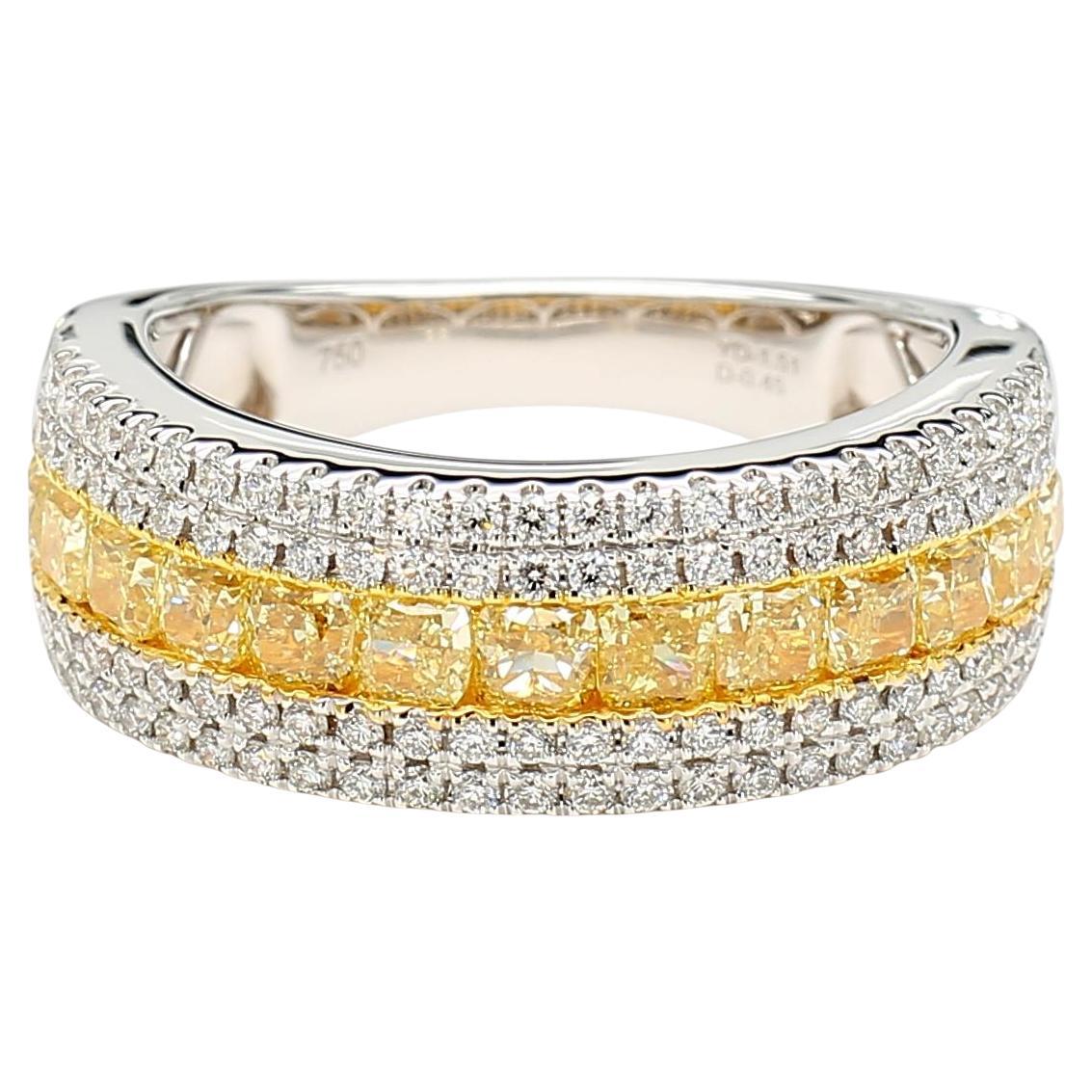 Natural Yellow Cushion Diamond 1.95 Carat TW Gold Cocktail Ring